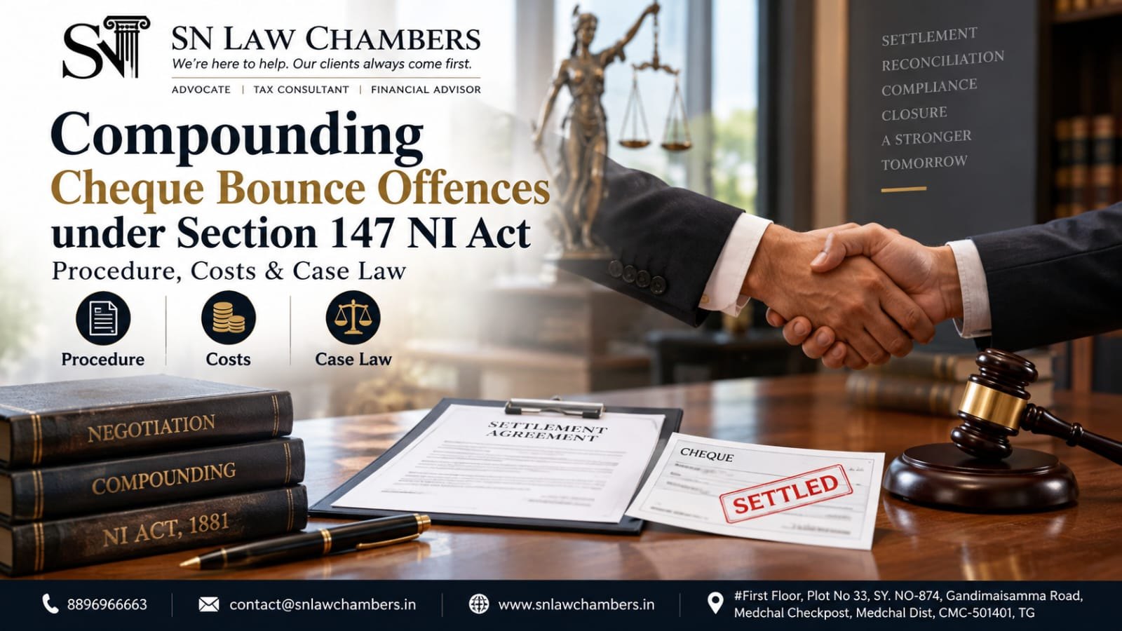 Compounding Cheque Bounce Offences under Section 147 NI Act: Procedure, Costs & Case Law