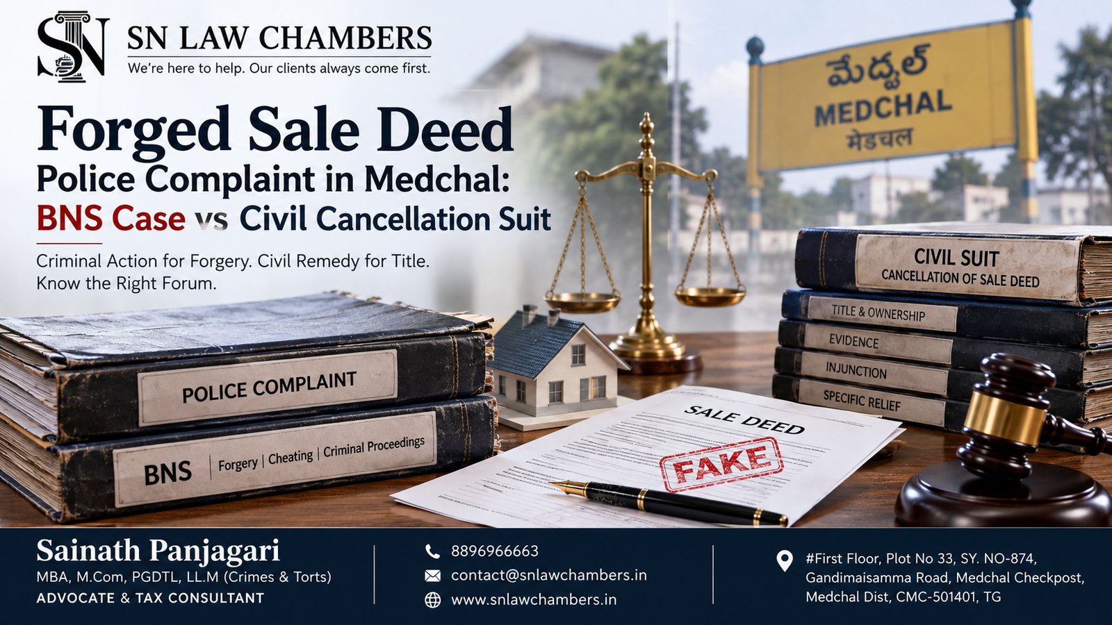 Forged Sale Deed Police Complaint in Medchal: BNS Case vs Civil Cancellation Suit