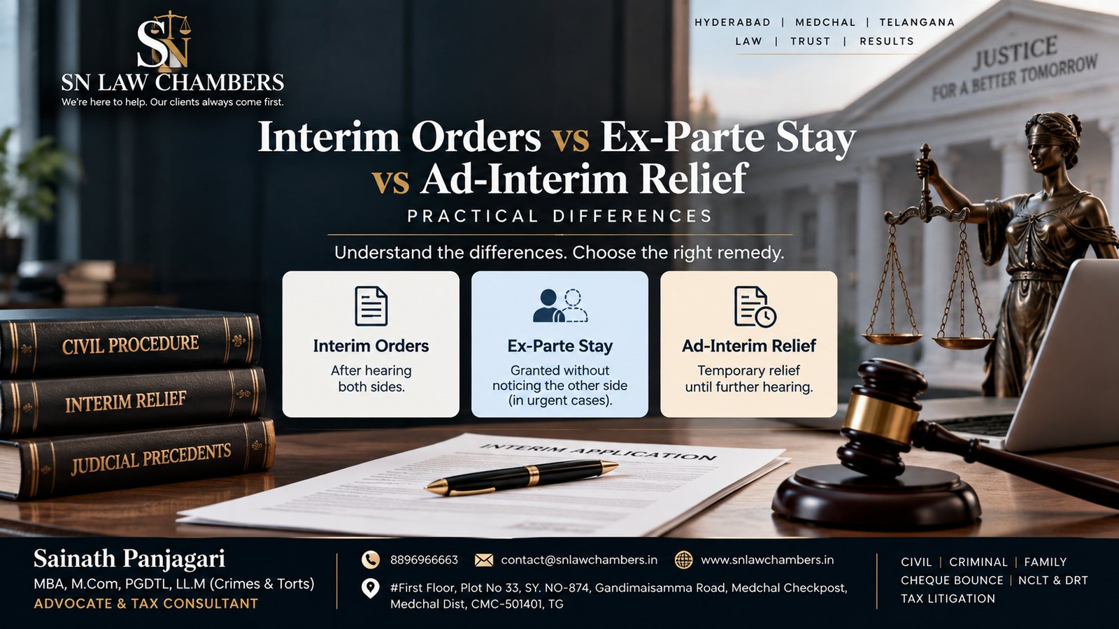 Interim Orders vs Ex-Parte Stay vs Ad-Interim Relief — Practical Differences