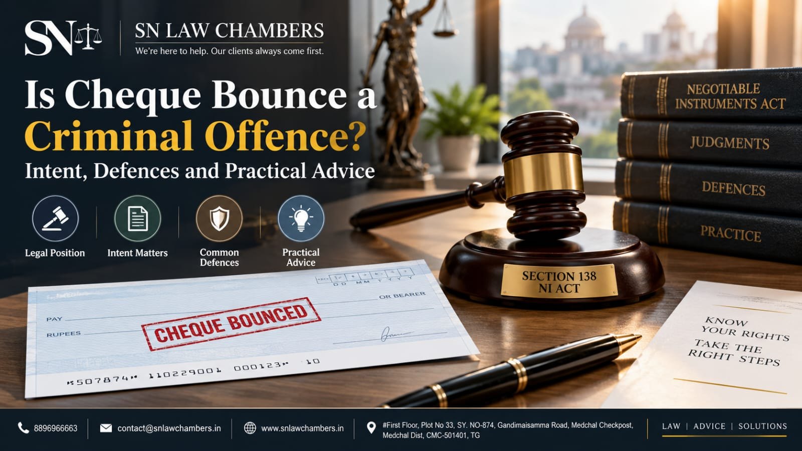 Is Cheque Bounce a Criminal Offence? Intent, Defences and Practical Advice