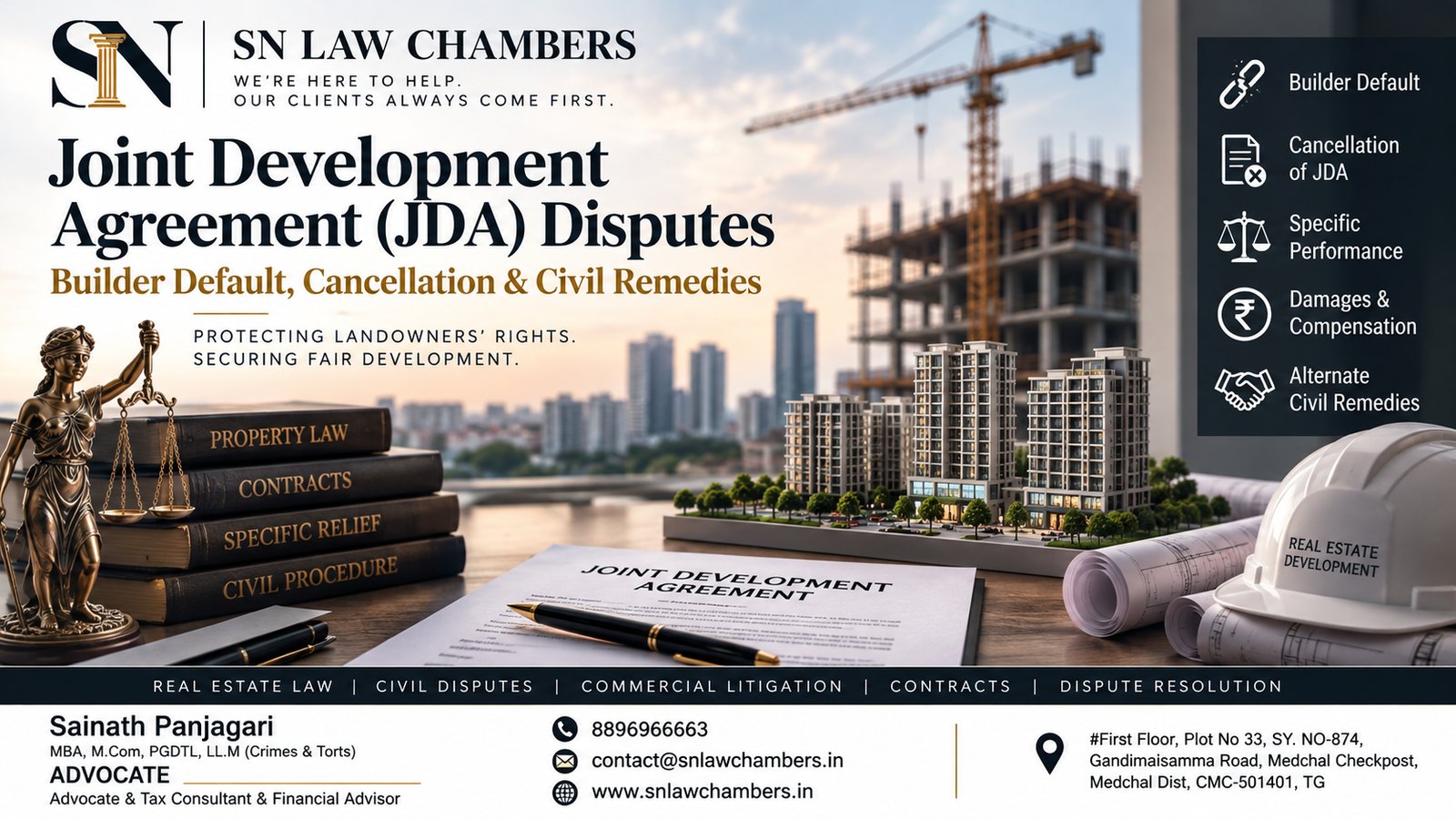 Joint Development Agreement (JDA) Disputes: Builder Default, Cancellation & Civil Remedies