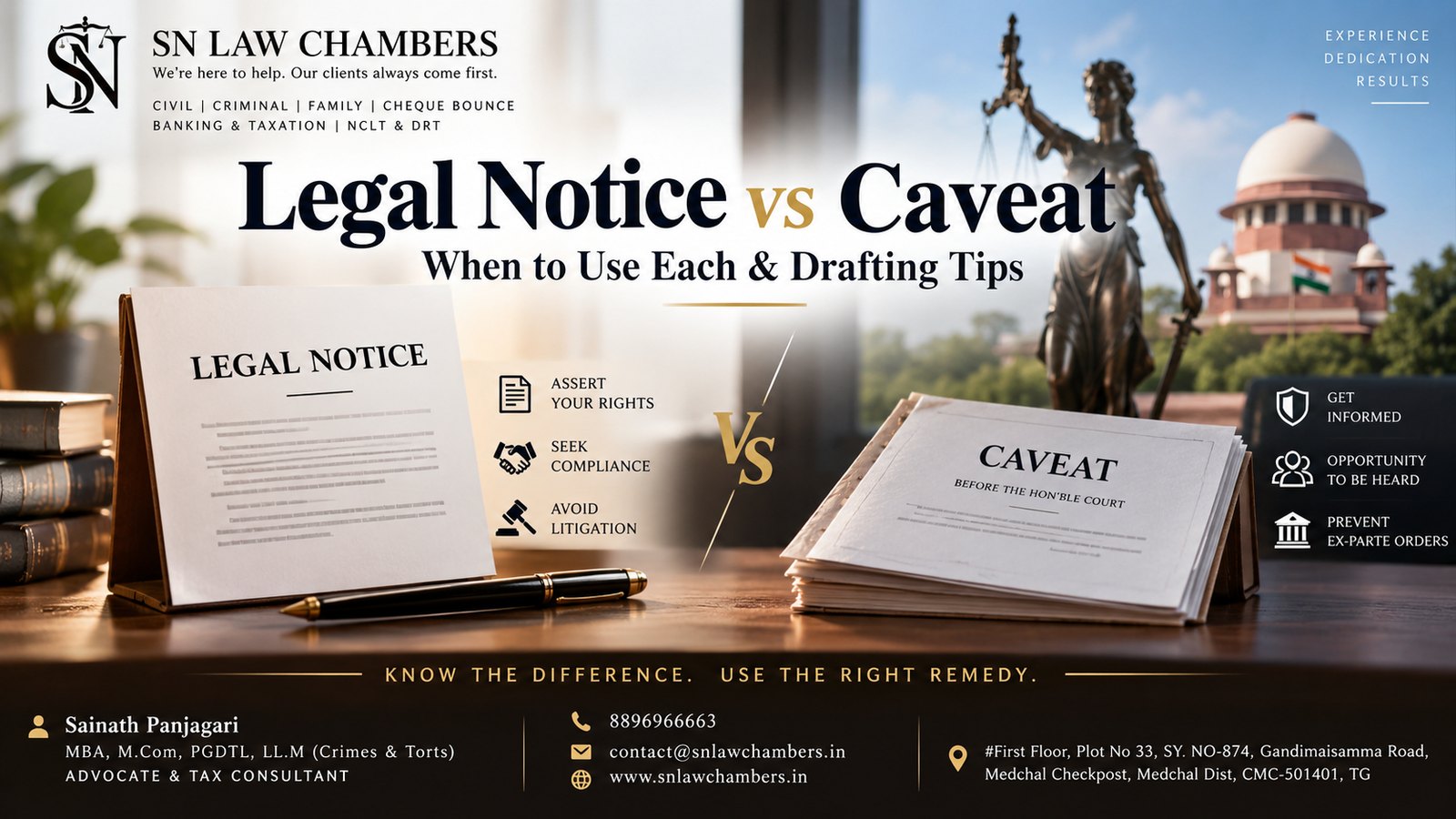 Legal Notice vs Caveat: When to Use Each & Drafting Tips