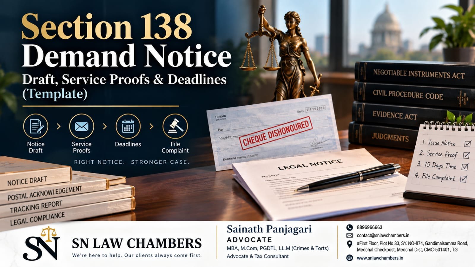 Section 138 Demand Notice: Draft, Service Proofs & Deadlines (Template)