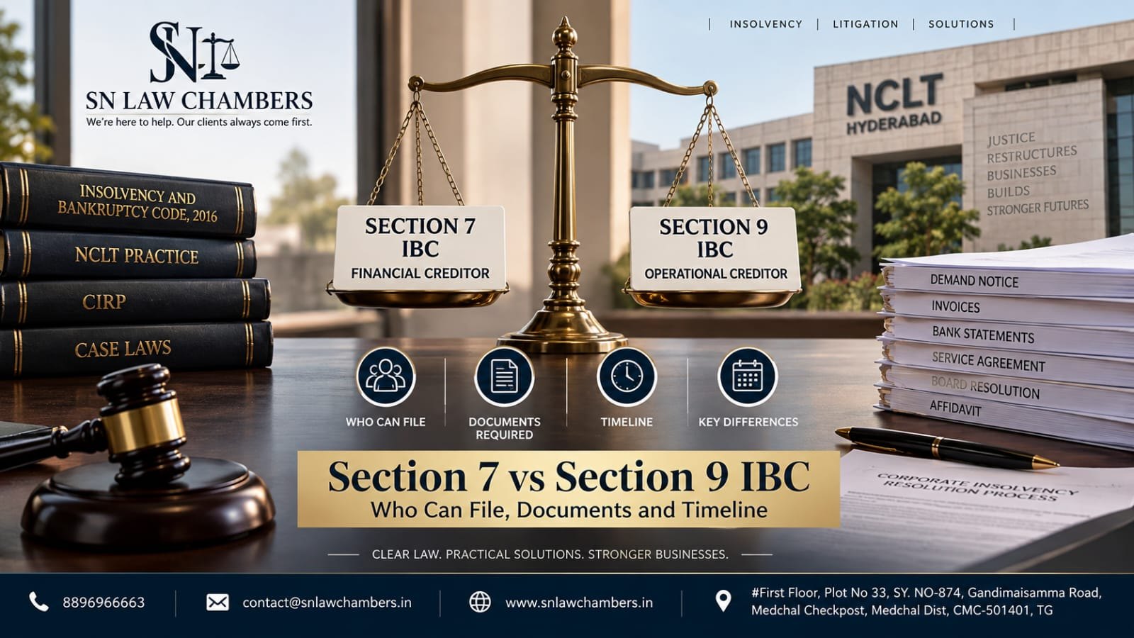 Section 7 vs Section 9 IBC: Who Can File, Documents and Timeline