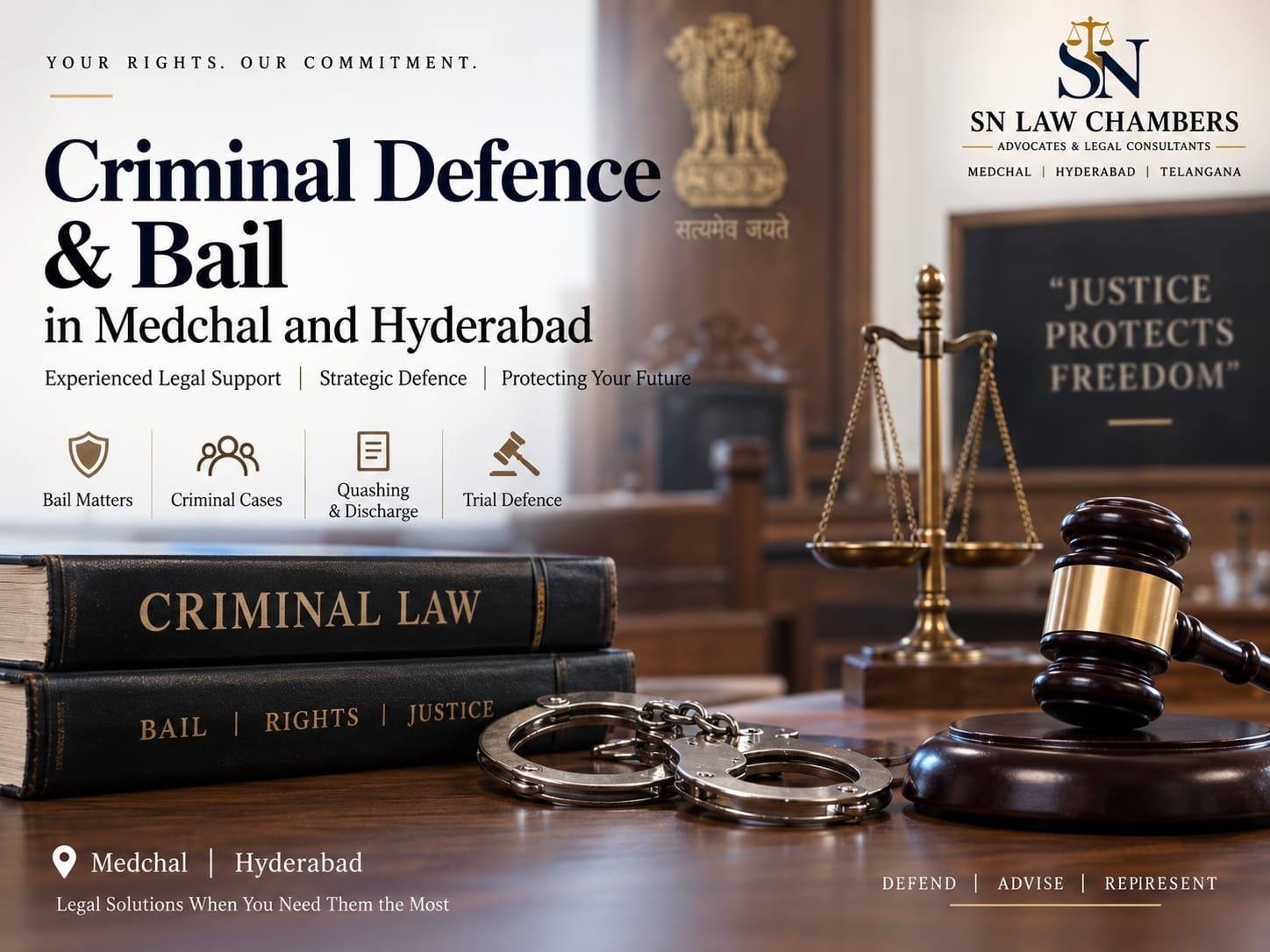 Criminal defence and bail in Medchal and Hyderabad — SN Law Chambers