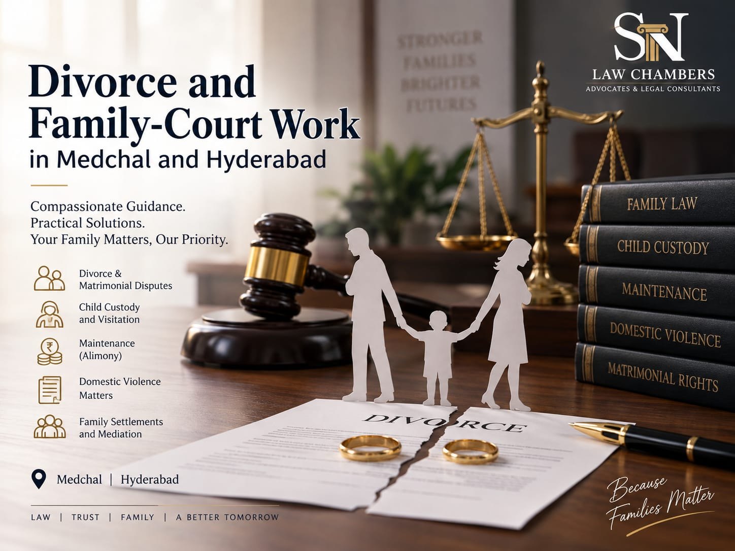Divorce and family-court work in Medchal and Hyderabad — SN Law Chambers