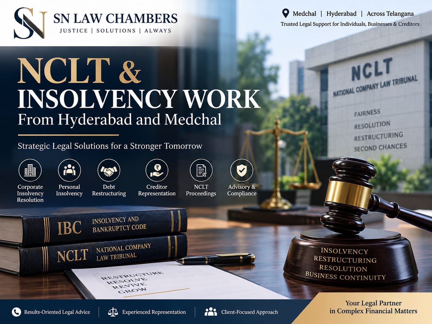 NCLT and insolvency work from Hyderabad and Medchal — SN Law Chambers